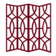 Modern Style 4 Panel Screen with Geometrical Stencil Design, Red
