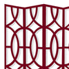 Modern Style 4 Panel Screen with Geometrical Stencil Design Red BM205863