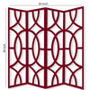 Modern Style 4 Panel Screen with Geometrical Stencil Design Red BM205863