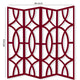 Modern Style 4 Panel Screen with Geometrical Stencil Design Red BM205863