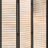Metal Framed 3 Panel Screen with Wooden Horizontal Inset Black & White BM205867