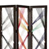 Contemporary 3 Panel Wooden Screen with Woven String Design Multicolor BM205868