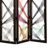 Contemporary 3 Panel Wooden Screen with Woven String Design Multicolor BM205868