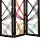 Contemporary 3 Panel Wooden Screen with Woven String Design Multicolor BM205868