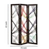 Contemporary 3 Panel Wooden Screen with Woven String Design Multicolor BM205868