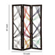 Contemporary 3 Panel Wooden Screen with Woven String Design Multicolor BM205868