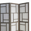 Contemporary 3 Panel Wooden Screen with Geometrical Designs Gray BM205870