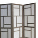 Contemporary 3 Panel Wooden Screen with Geometrical Designs Gray BM205870