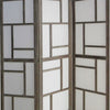 Contemporary 3 Panel Wooden Screen with Geometrical Designs Gray BM205870