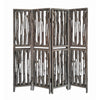 Contemporary 4 Panel Wooden Screen with Log Design, Brown