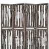 Contemporary 4 Panel Wooden Screen with Log Design Brown BM205885