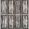 Contemporary 4 Panel Wooden Screen with Log Design Brown BM205885