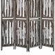 Contemporary 4 Panel Wooden Screen with Log Design Brown BM205885