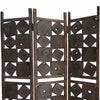 Contemporary 3 Panel Wooden Screen with Square Log Cut Inset Brown BM205887