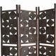 Contemporary 3 Panel Wooden Screen with Square Log Cut Inset Brown BM205887