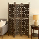 Contemporary 3 Panel Wooden Screen with Square Log Cut Inset, Brown