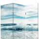 Foldable Canvas Screen with Ocean Shore Print and 3 Panels Multicolor BM205888