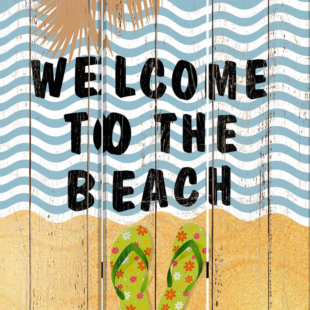 Foldable Canvas Screen with Beach Print and 3 Panels Multicolor BM205889