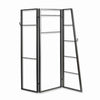 Modern Style 3 Panel Metal Screen with Hooks and Rod Hangings, Black - BM205890 By Casagear Home