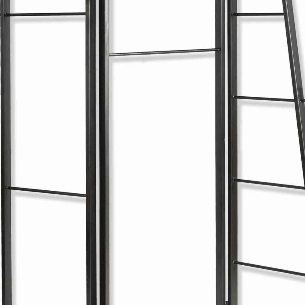 Modern Style 3 Panel Metal Screen with Hooks and Rod Hangings, Black - BM205890 By Casagear Home