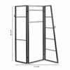 Modern Style 3 Panel Metal Screen with Hooks and Rod Hangings, Black - BM205890 By Casagear Home