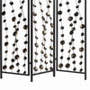 Transitional 3 Panel Metal Screen with Intricate Flower Design Black BM205892