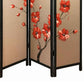 3 Panel Wooden Screen with Hand painted Fabric Design Red and Brown - BM205894 By Casagear Home BM205894