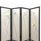 4 Panel Wooden Screen with Hand painted Fabric Design Brown & Beige BM205895
