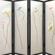 4 Panel Wooden Screen with Hand painted Fabric Design Brown & Beige BM205895