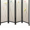 4 Panel Wooden Screen with Hand painted Fabric Design Brown & Beige BM205895