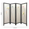 4 Panel Wooden Screen with Hand painted Fabric Design Brown & Beige BM205895