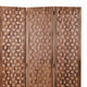 3 Panel Transitional Wooden Screen with Leaf Like Carvings Brown BM205896