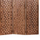 3 Panel Transitional Wooden Screen with Leaf Like Carvings Brown BM205896