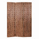 3 Panel Transitional Wooden Screen with Leaf Like Carvings, Brown