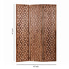 3 Panel Transitional Wooden Screen with Leaf Like Carvings Brown BM205896