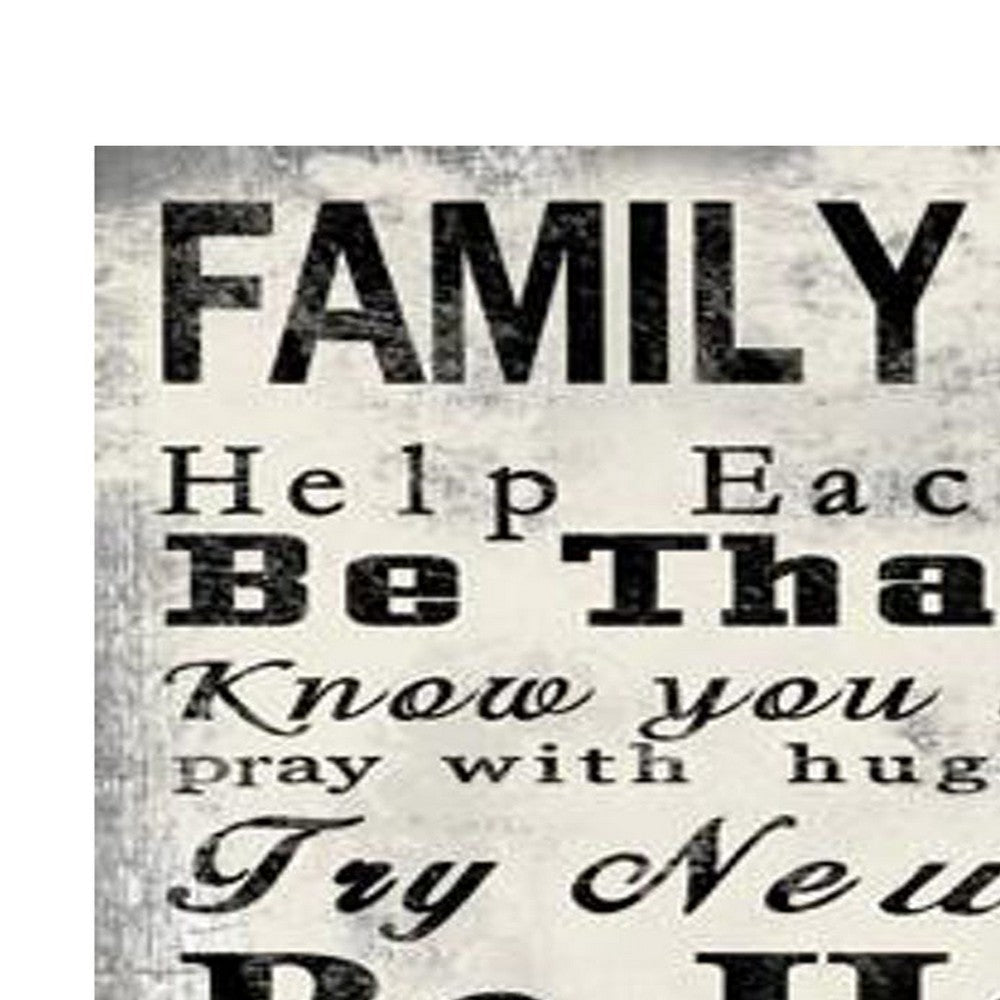 High Quality Canvas Print with Family Rules Quotes Black & White BM205899