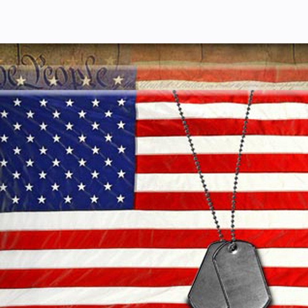Canvas American Flag with Necklace Wall Print Large Multicolor BM205900