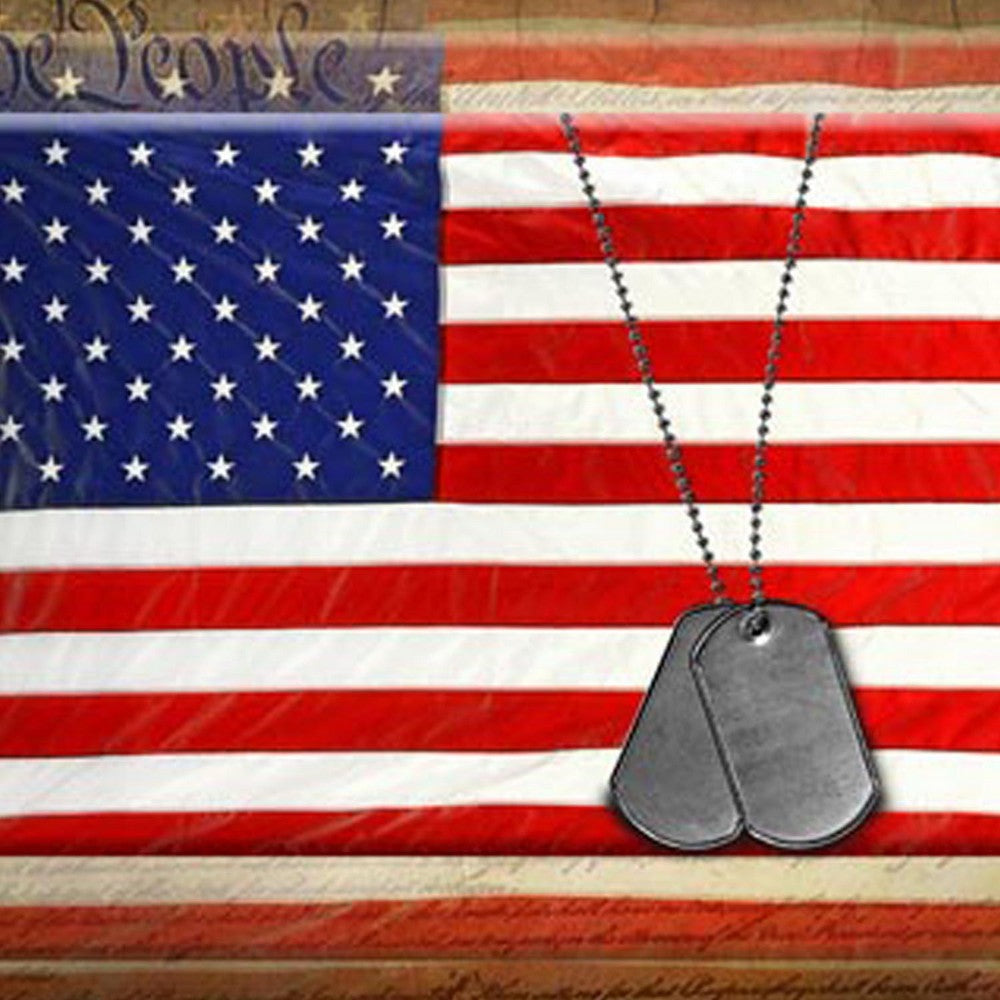 Canvas American Flag with Necklace Wall Print Large Multicolor BM205900