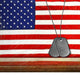 Canvas American Flag with Necklace Wall Print Large Multicolor BM205900
