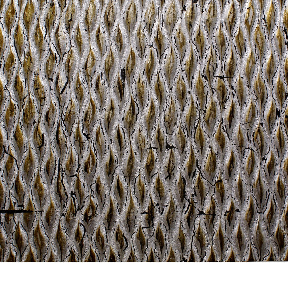 Modern Style Wooden Wall Decor with Patterned Carving Small Silver BM205903