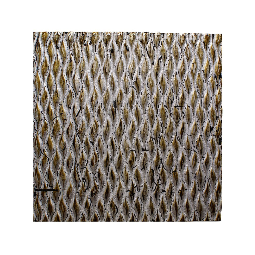 Modern Style Wooden Wall Decor with Patterned Carving, Small, Silver