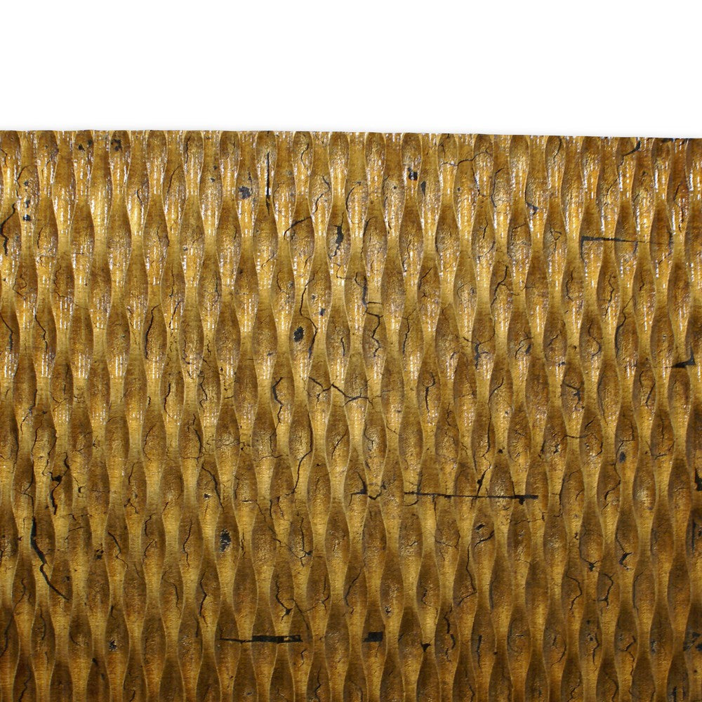 Modern Style Wooden Wall Decor with Patterned Carving Small Gold BM205904