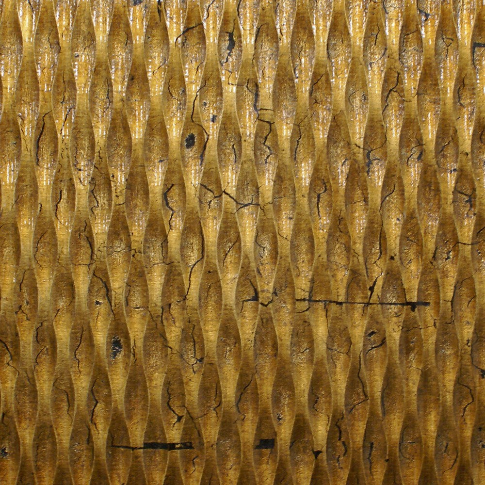 Modern Style Wooden Wall Decor with Patterned Carving Small Gold BM205904