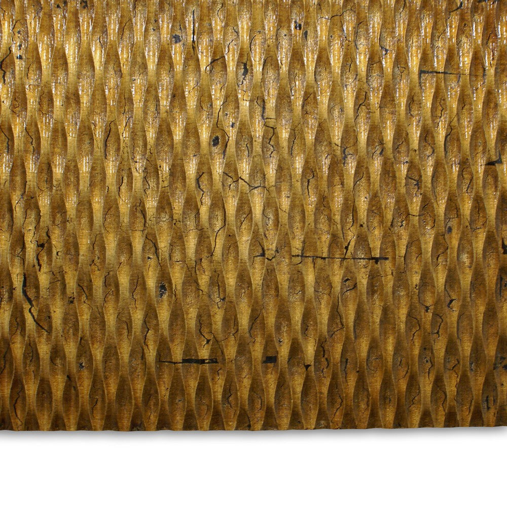 Modern Style Wooden Wall Decor with Patterned Carving Small Gold BM205904