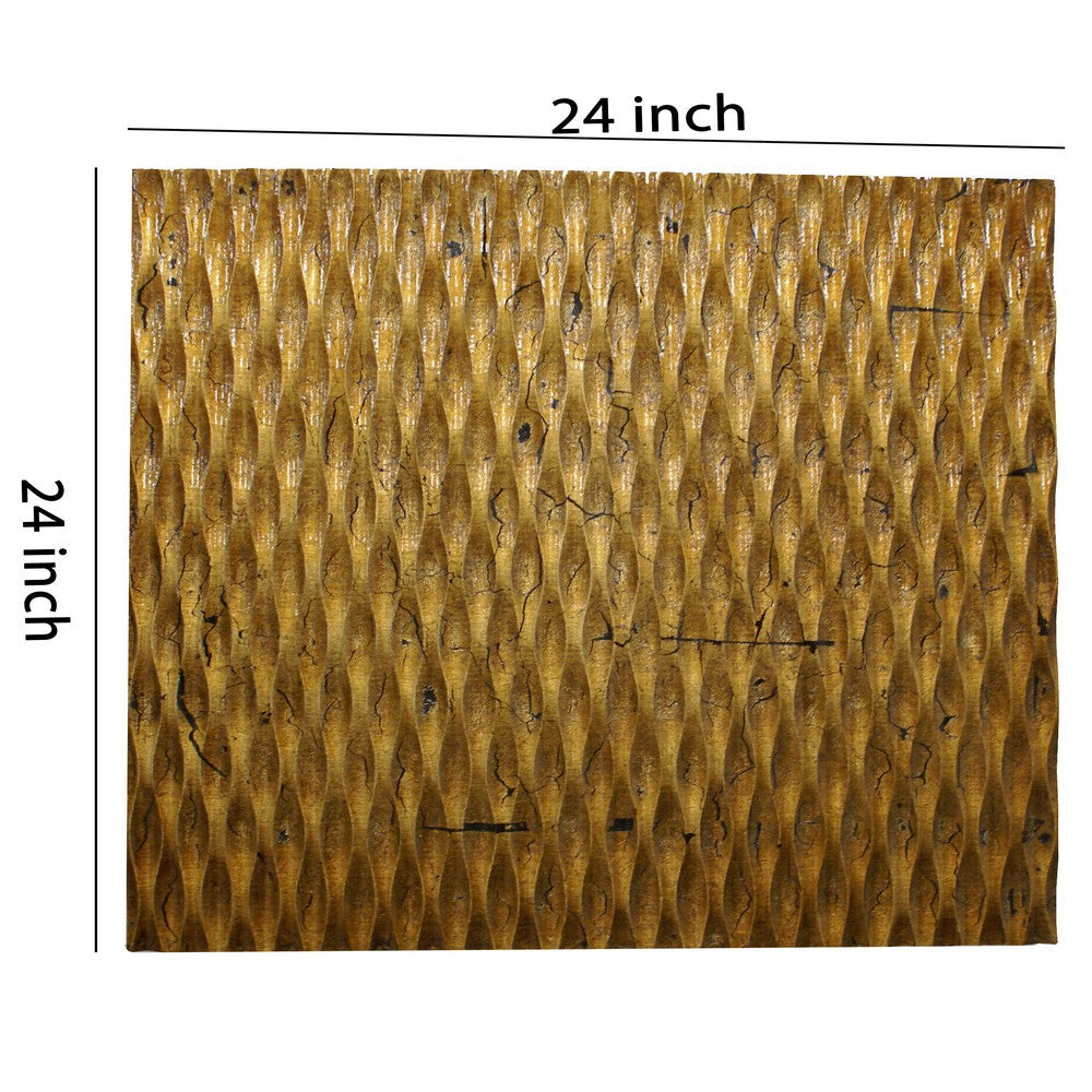 Modern Style Wooden Wall Decor with Patterned Carving Small Gold BM205904