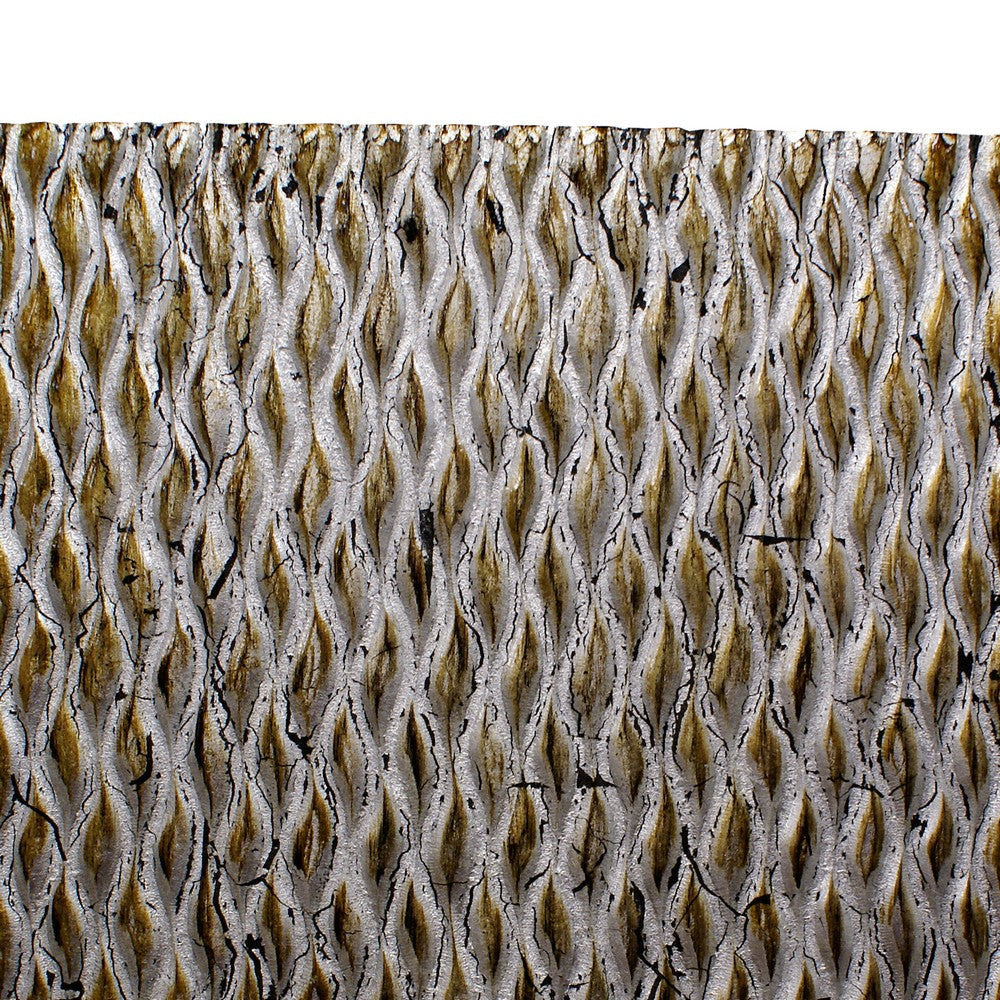 Modern Style Wooden Wall Decor with Patterned Carving Large Silver BM205907