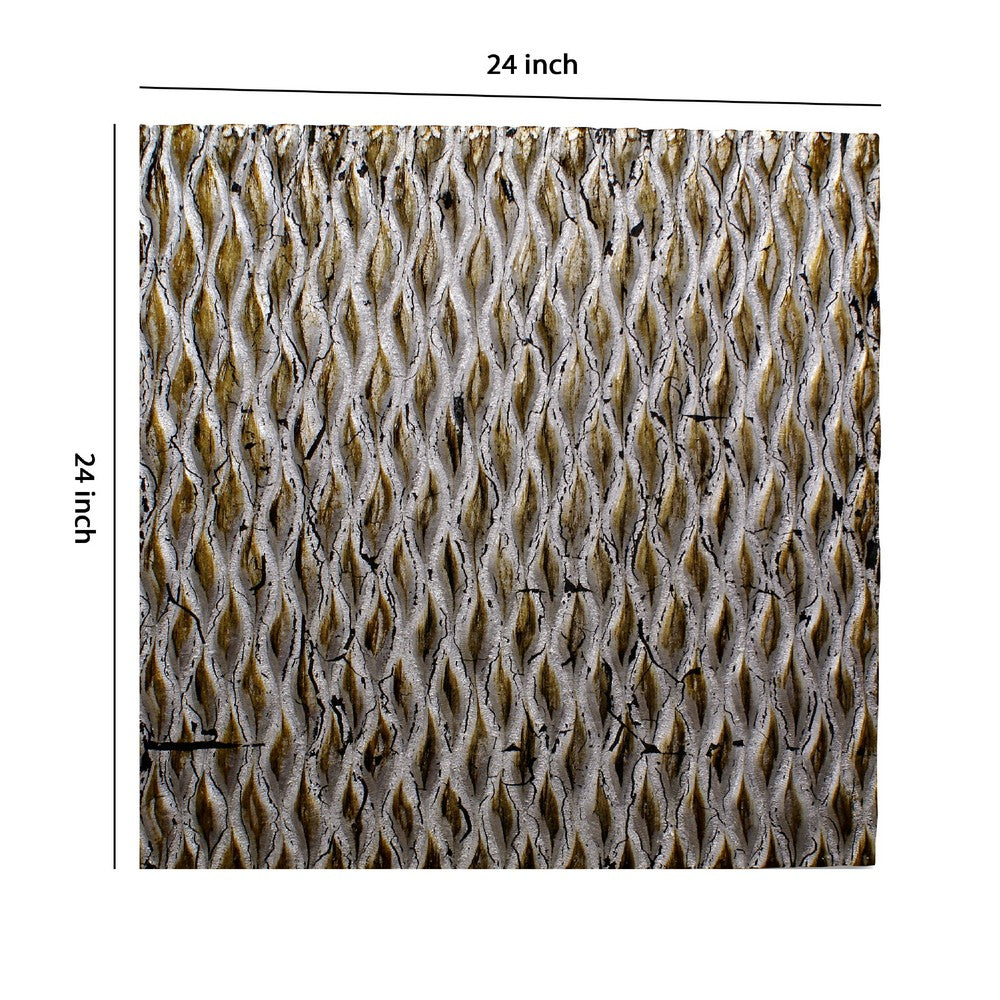 Modern Style Wooden Wall Decor with Patterned Carving, Large, Silver