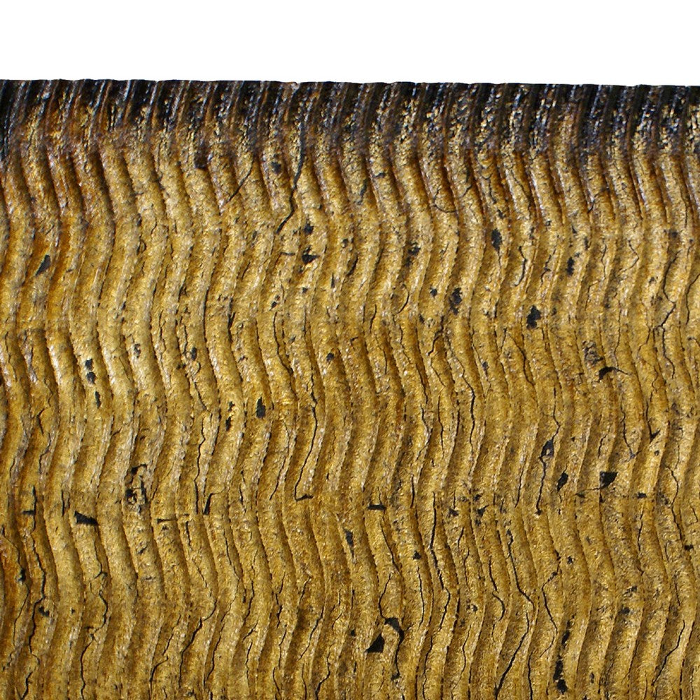Modern Style Wood Wall Decor with Patterned Carving, Large, Gold & Brown