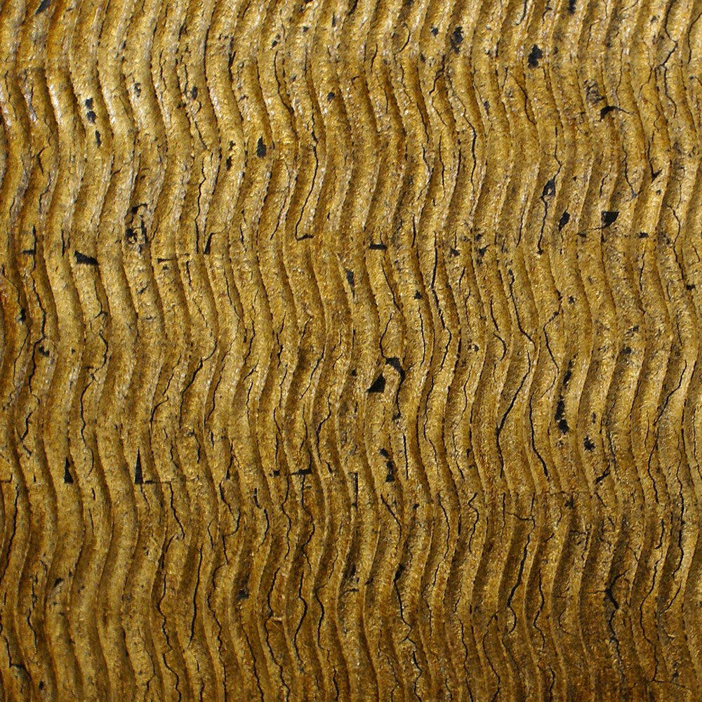 Modern Style Wood Wall Decor with Patterned Carving Large Gold & Brown BM205910