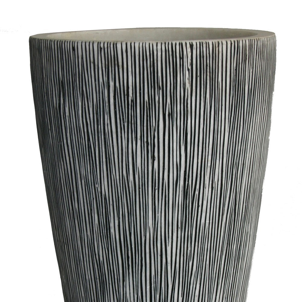Hand Made Conical Ribbed Flower Vase Sandstone Planter White BM205917